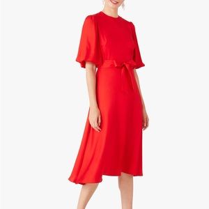 Kate Spade Red Silk Dress - silk twill matinee dress - tomato